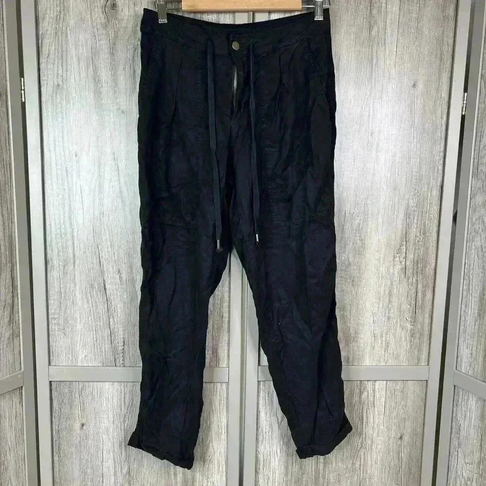 YFB Pants Black Color Cargo Chambray Black Color Cuffed Tapered Sz S